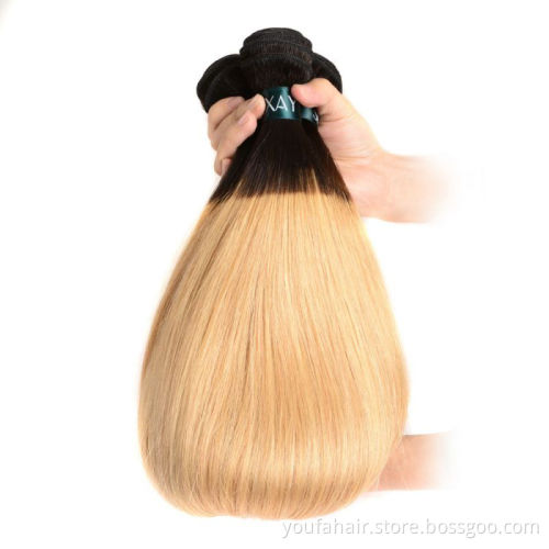 12A 100% Raw Brazilian Human Hair Ombre Color 1b/27 Bundles with HD Lace Frontal Closures Virgin Hair Weave Extension Vendors